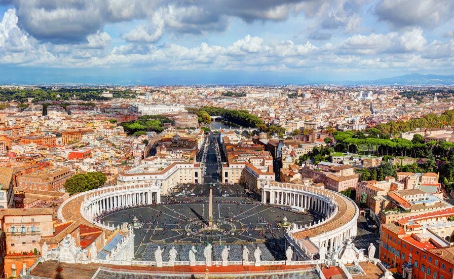 showcasing the city's iconic landmarks, including St Peter's Basilica with its Cupola Mosaics