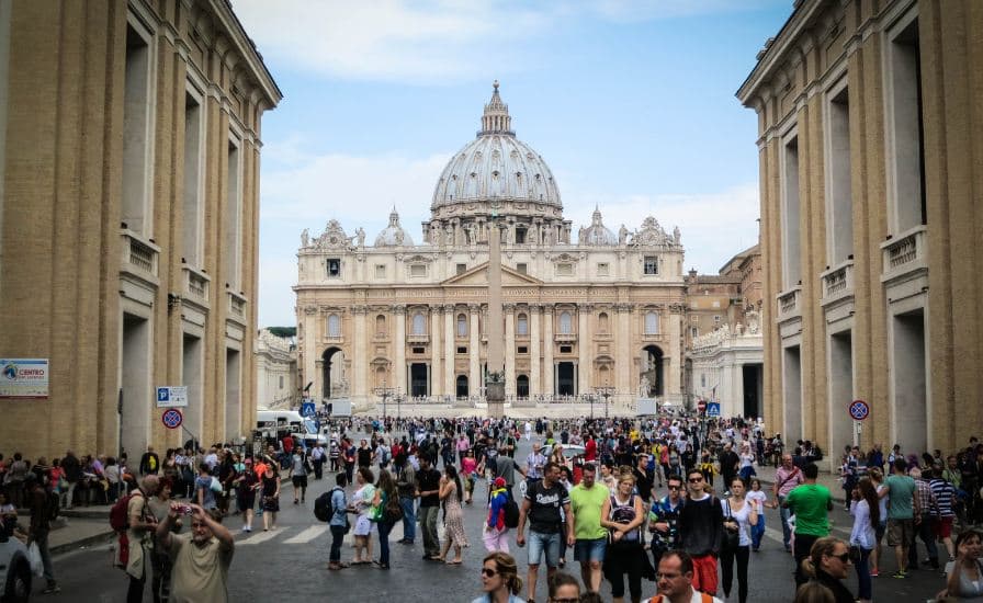 A-magnificent-Renaissance-church-in-Vatican-City-featuring-a-grand-dome-and-intricate-architectural-details.
