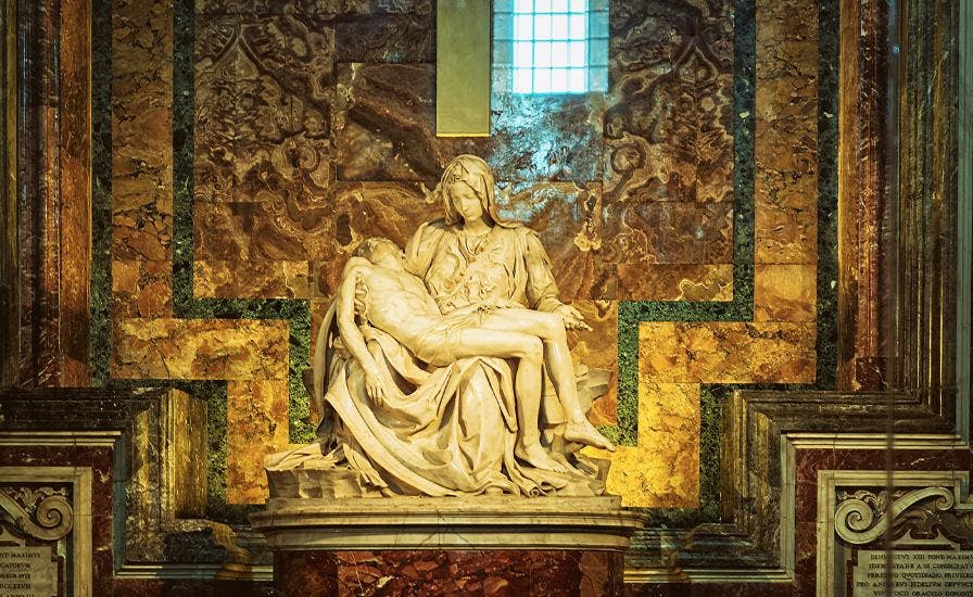 Statue of the Virgin in a church, created by Michelangelo for the Architectural Battles.