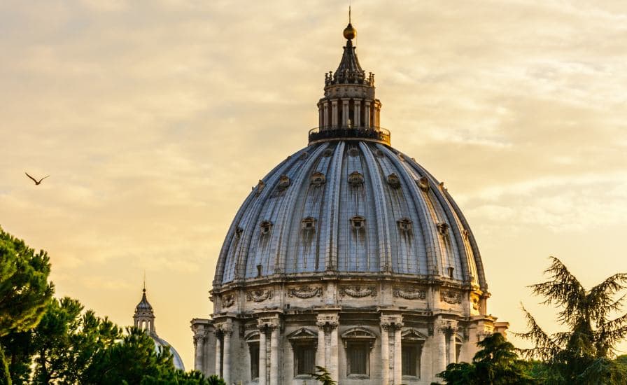St. Peter's Basilica dome in Rome, a magnificent architectural marvel.