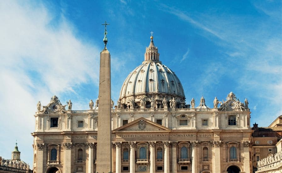 The Vatican, a stunning building with a tall obelisk, seen during the St. Peter Basilica dome tour
