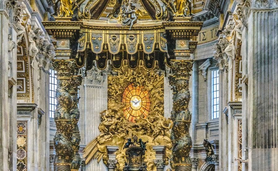 A view of Vatican City, Italy, featuring the construction of St Peter Basilica
