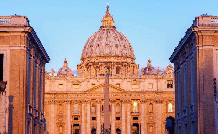 view of the Vatican's dome, showcasing the St. Peter's Basilica